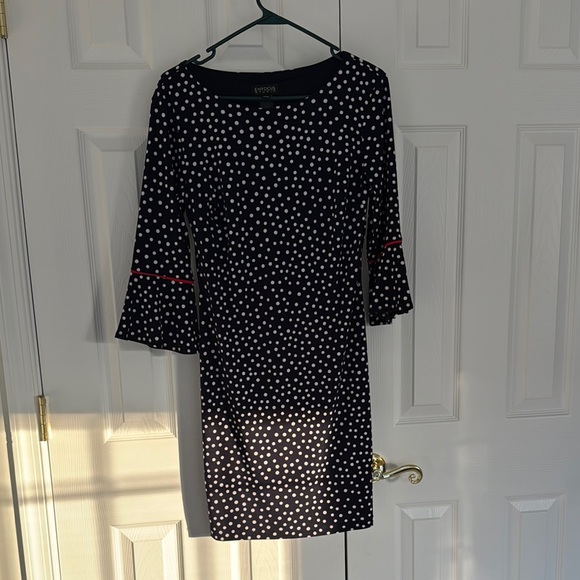 Enfocus Studio Black and White Bell Sleeve Sheath Dress - Picture 1 of 7